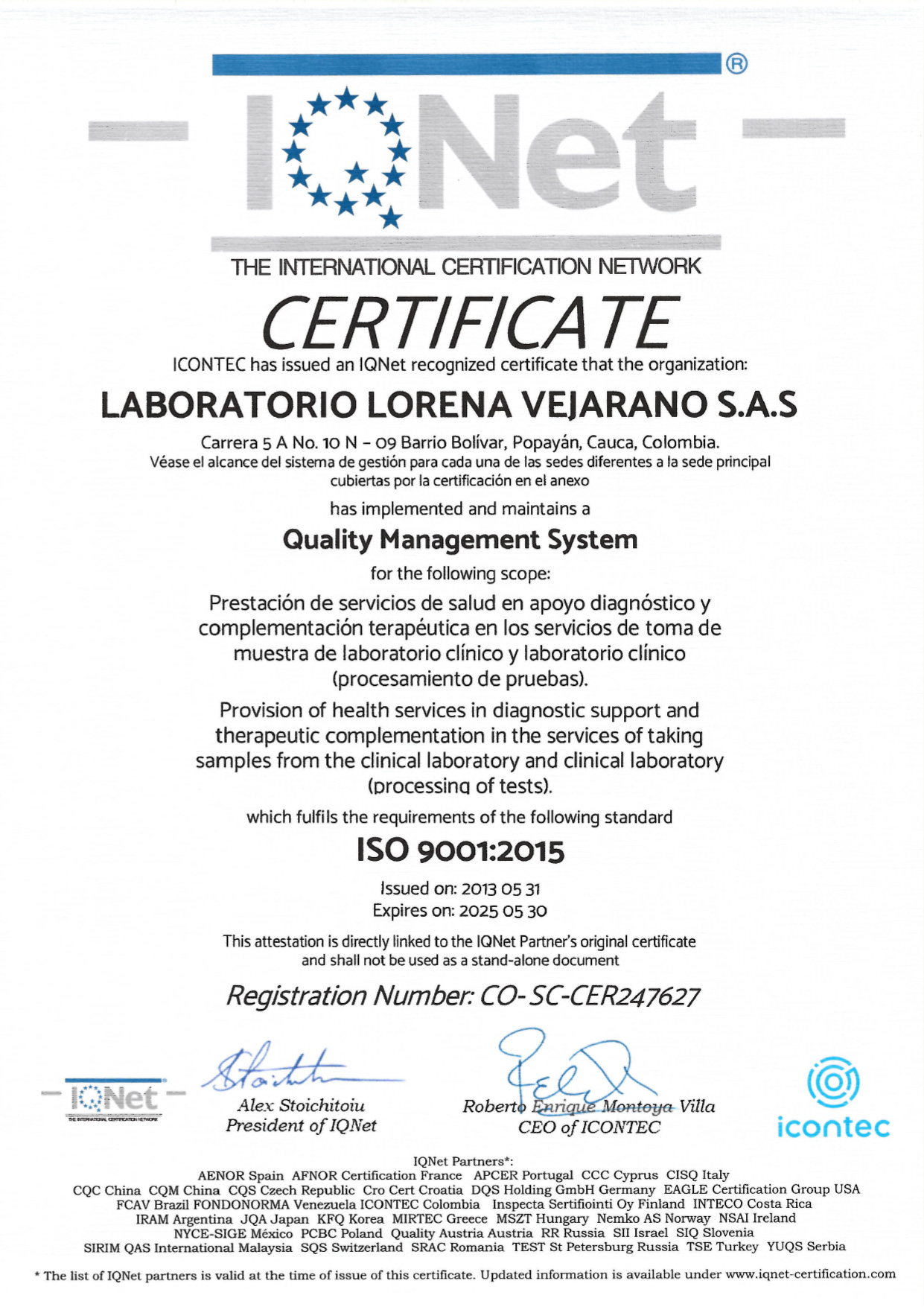 Prueba certificaciones Laboratorio Lorena Vejarano